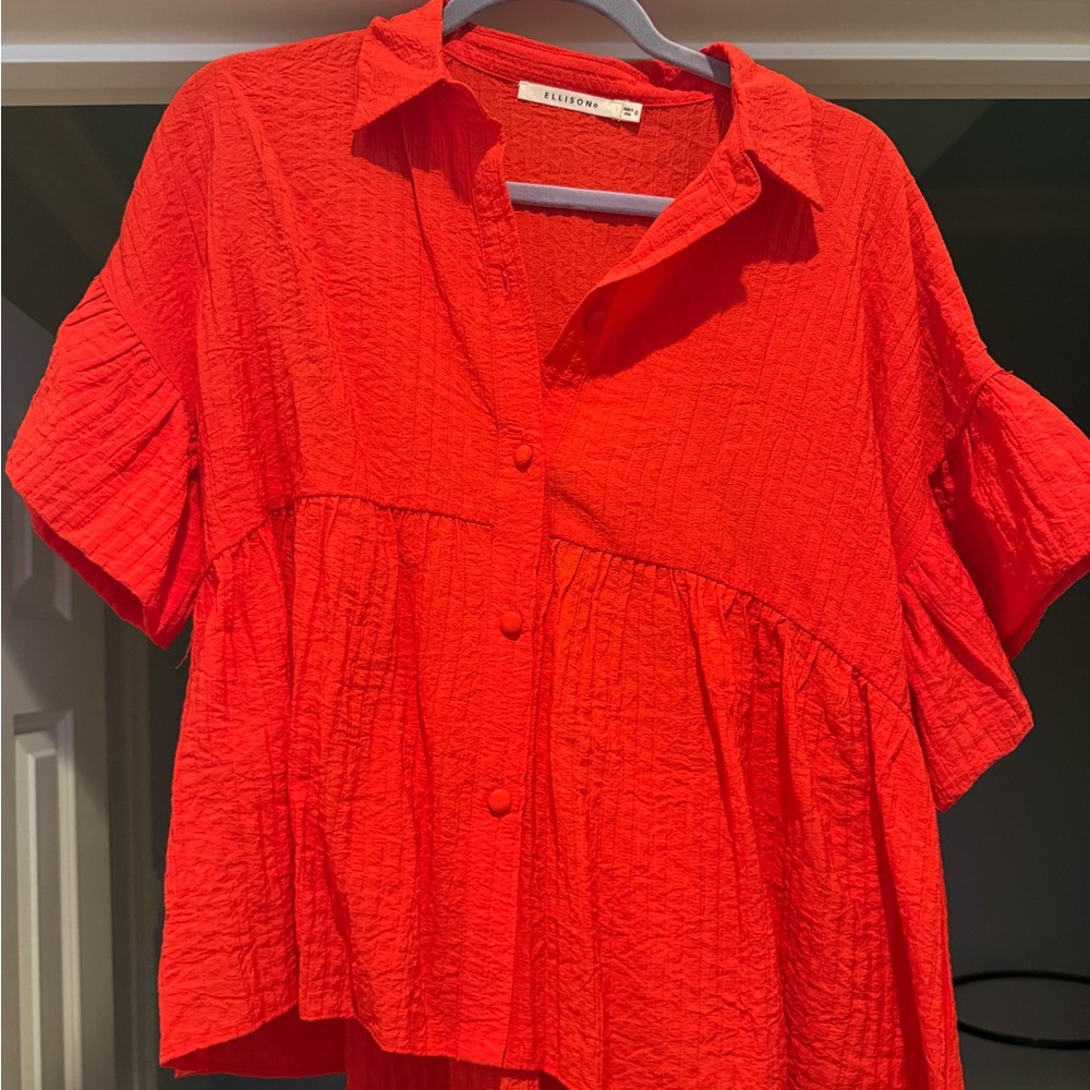 Ellison Vibrant Red Textured Blouse